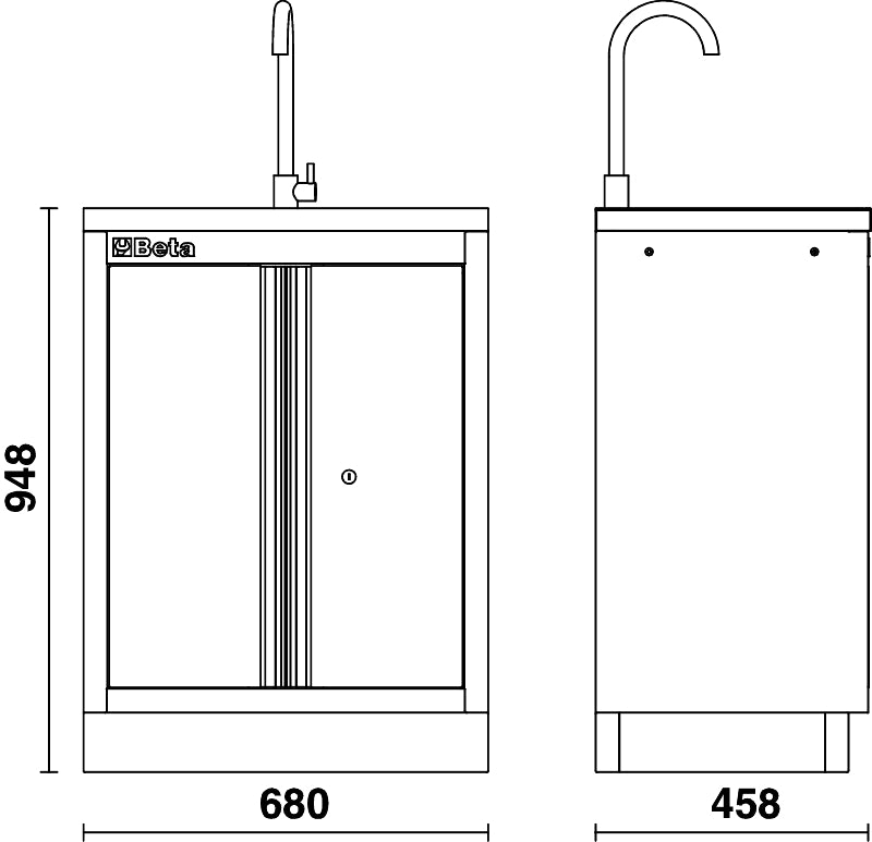 Fixed Module with Built-In Sink and Two Doors for Workshop - BetaC45PRO C45PRO ML - Image 3