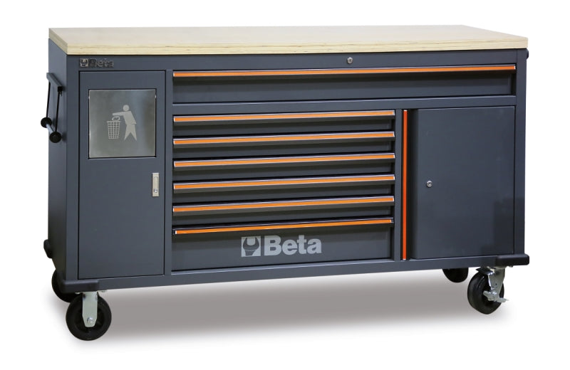 Work Station Roller Cab with 7 Drawers and Built-In Waste Bin - BetaC45PRO C45PRO MWS/W - Image 1