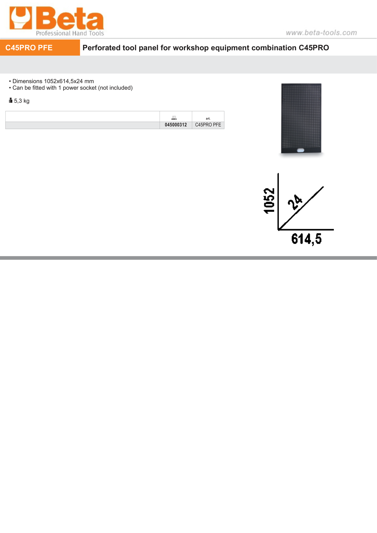 Perforated Tool Panel 1052x614.5mm for Workshop - BetaC45PRO C45PRO PFE - Image 3