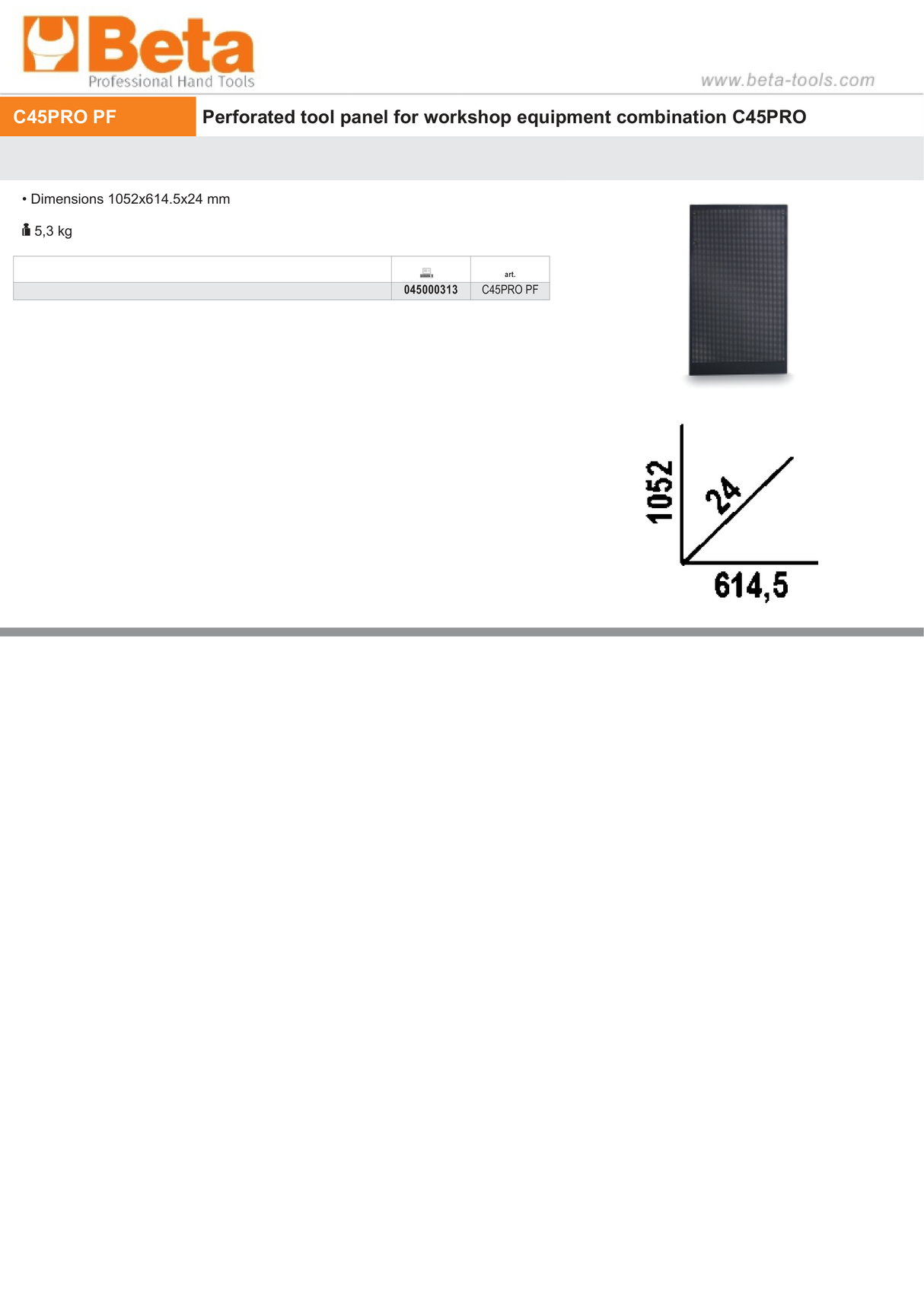 Perforated Tool Panel 1052x614.5mm for Workshop - BetaC45PRO C45PRO PF - Image 3