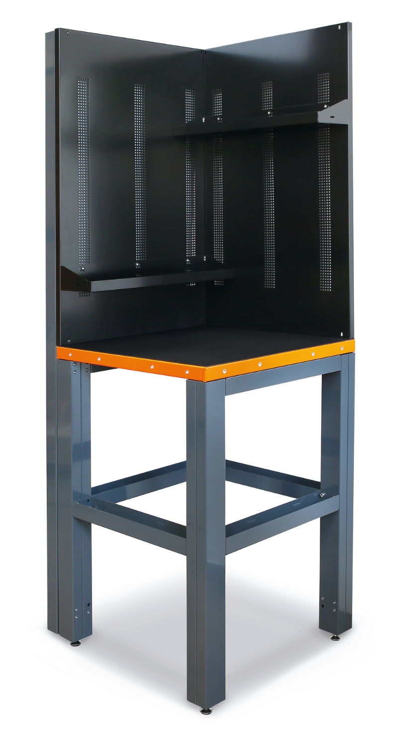 Self-Supporting Complete Corner Worktop, 700x700mm, with Tool Wall Systems and Fixing Shelves - BetaRSC55 C55AC-O - Image 1