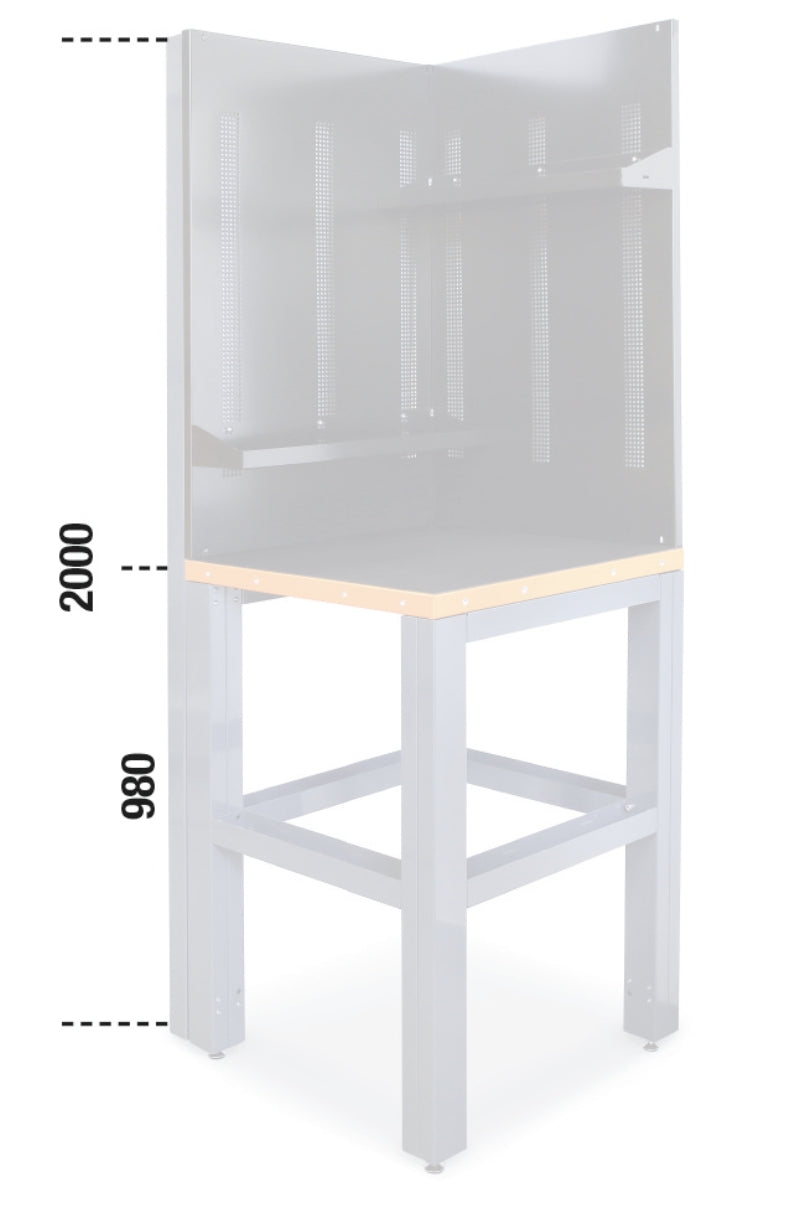 Self-Supporting Complete Corner Worktop, 700x700mm, with Tool Wall Systems and Fixing Shelves - BetaRSC55 C55AC-G - Image 2