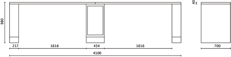 Double 4m Workbench with Central Leg, Shockproof PVC Worktop, Adjustable Feet, 4100x700mm - BetaRSC55 C55BG/D4 - Image 2