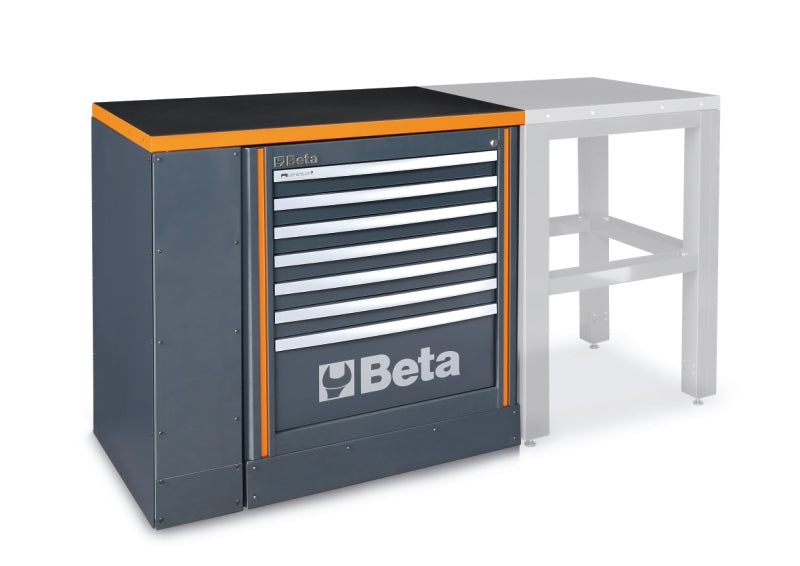 Workbench 1m with 7-Drawer Fixed Module, Shockproof PVC Worktop, Adjustable Feet, 1024x700mm - BetaRSC55 C55BG/1 - Image 2