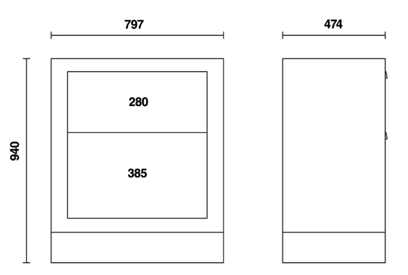 Fixed Module with 2 Drawers, Ball Bearing Slides, Central Lock, 588x367mm Drawers - BetaRSC55 C55M2 - Image 2