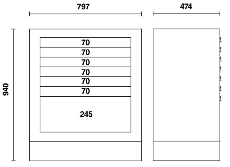 Fixed Module with 7 Drawers, Ball Bearing Slides, Central Lock, 588x367mm Drawers - BetaRSC55 C55M7 - Image 2