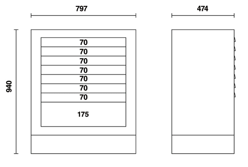 Fixed Module with 8 Drawers, Ball Bearing Slides, Central Lock, 588x367mm Drawers - BetaRSC55 C55M8 - Image 2