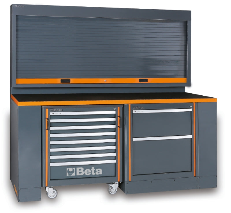 Workshop Equipment Set with Workbench, 8-Drawer Roller Cab, 2-Drawer Module, Wall Tool System, 2.05x2.00x0.76m - BetaRSC55 C55PB/3 - Image 1