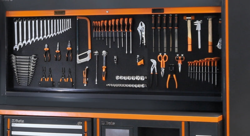 Tool Wall System with Lockable Adjustable Shutter, Perforated Panel, 50-Hook Kit, Power Socket Accommodation, Fits 2m Workbench - BetaRSC55 C55PSE-G - Image 2