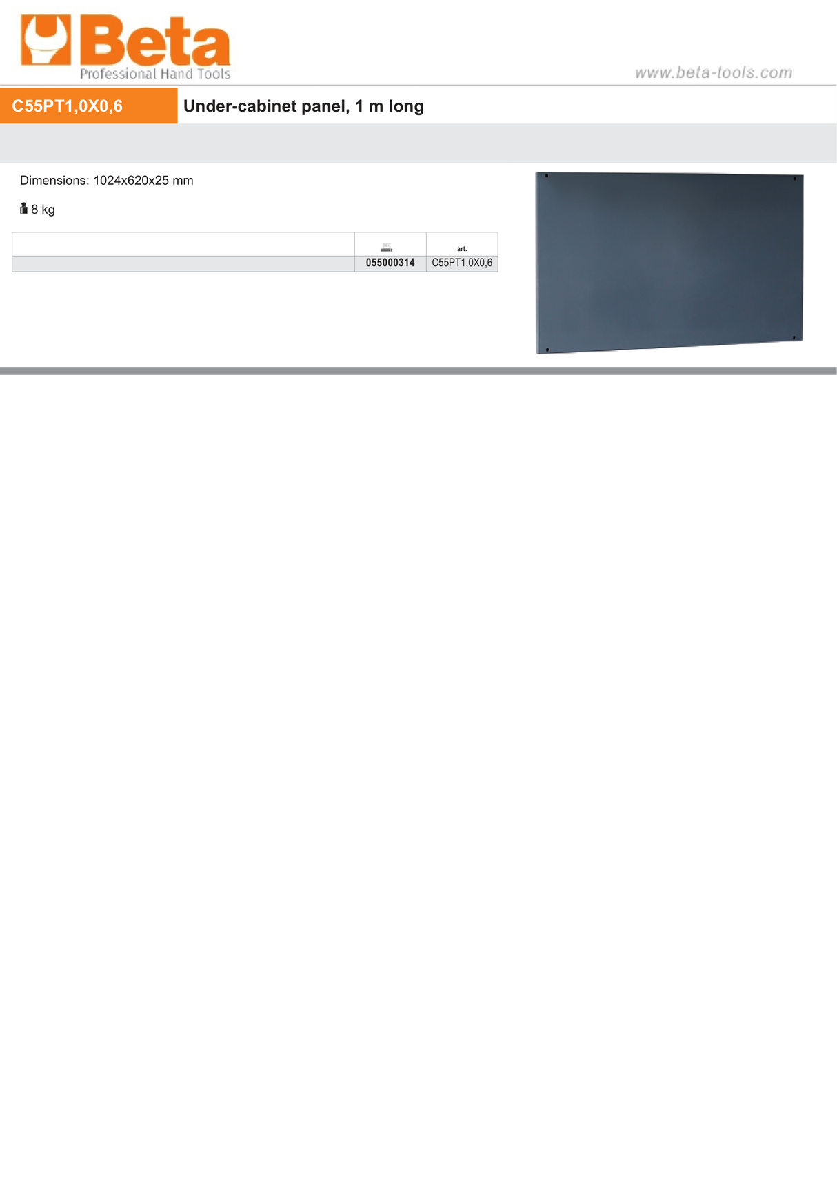 Under-Cabinet Panel, 1024x620x25mm - BetaRSC55 C55PT1,0X0,6 - Image 2