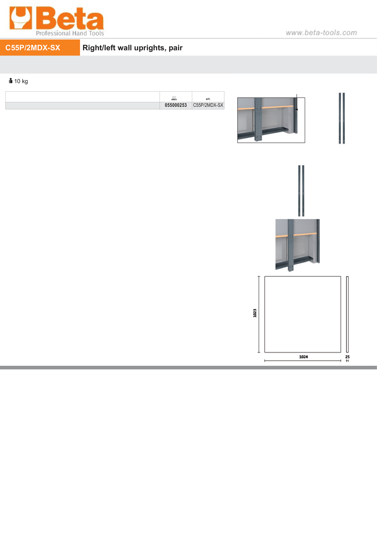 Right/Left Wall Uprights Pair - BetaRSC55 C55P/2MDX-SX - Image 5