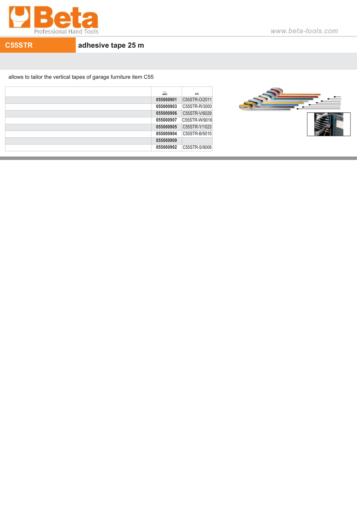 Adhesive Tape for Garage Furniture, 25m - BetaRSC55 C55STR-R/3000 - Image 2