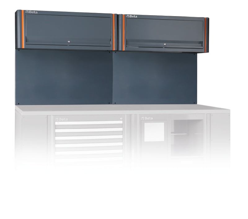 Tool Wall System with 2 Suspended Cabinets, Gas Springs, 2050x620mm Wall Panel, Fits 2m Workbench - BetaRSC55 C55/2PM - Image 1