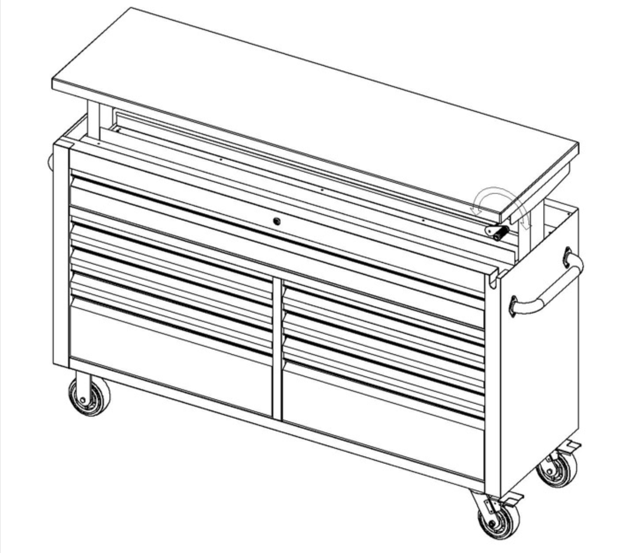 61" Adjustable Height Black Powder Coated Steel 9 Drawer Tool Chest