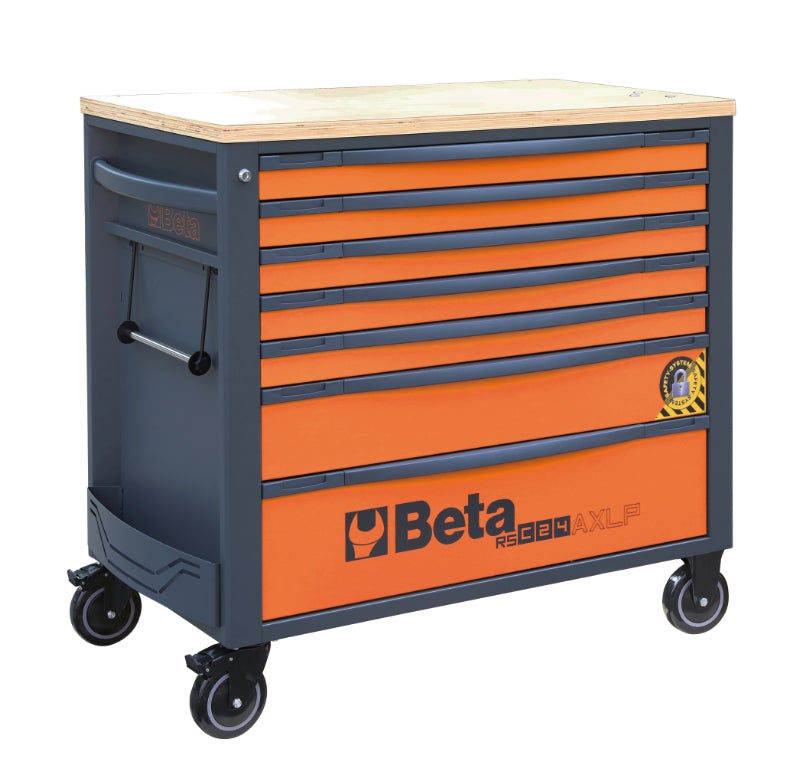Mobile Roller Cab 7 Drawers Wood Worktop Anti-Tilt System Long Model 1100kg Capacity - Beta Tools RSC24AXLP/7-O - Image 2