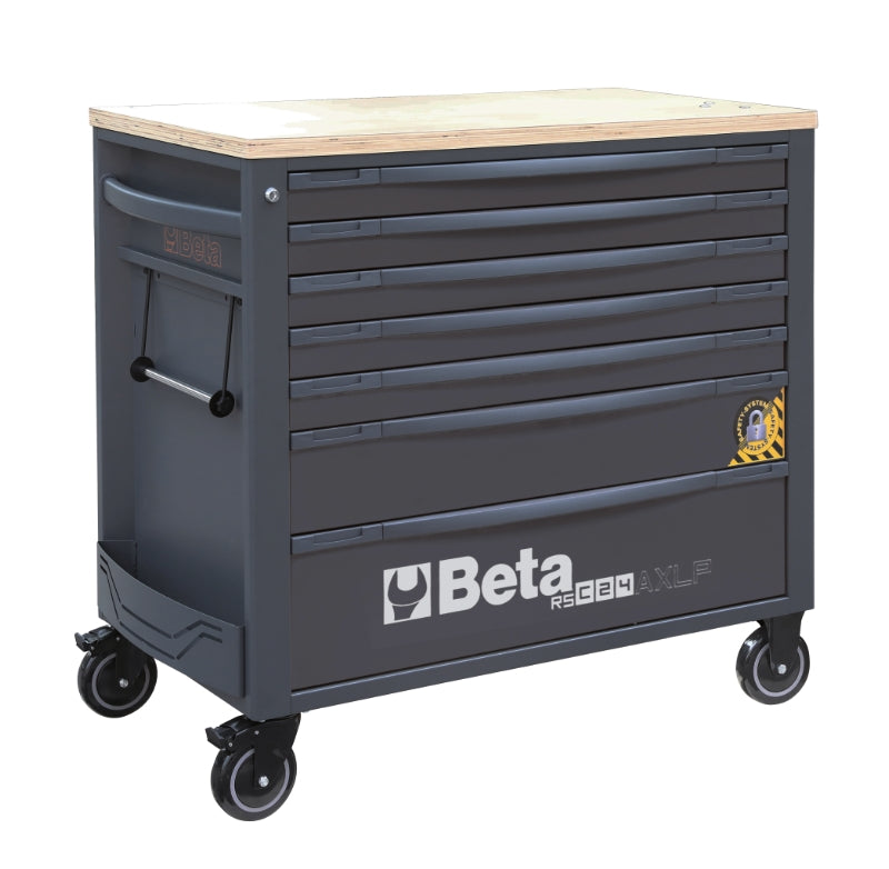 Mobile Roller Cab 7 Drawers Wood Worktop Anti-Tilt System Long Model 1100kg Capacity - Beta Tools RSC24AXLP/7-A - Image 3
