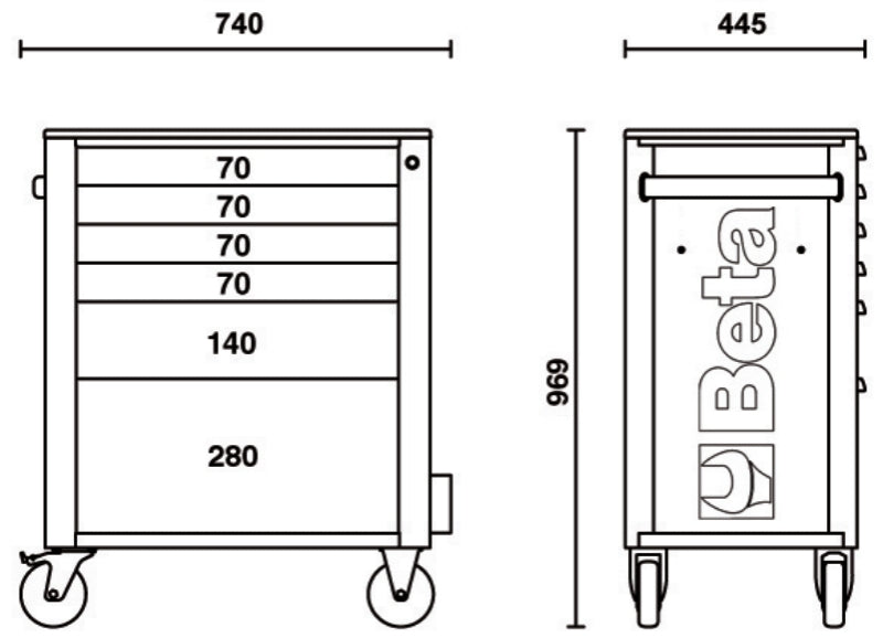 Mobile Roller Cab 6 Drawers Anti-Tilt System Reinforced Worktop 800kg Capacity - Beta Tools RSC24A/6-O - Image 3