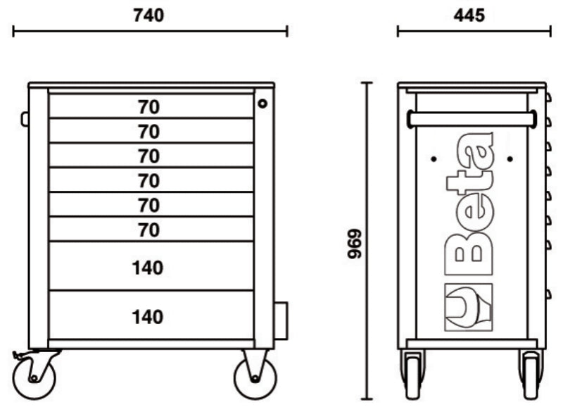 Mobile Roller Cab 8 Drawers Anti-Tilt System Reinforced Worktop 800kg Capacity - Beta Tools RSC24A/8-O - Image 3