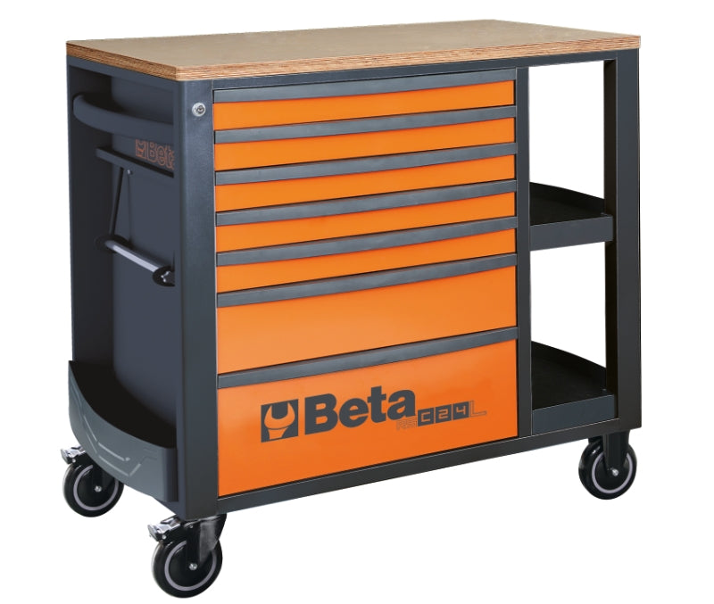 Mobile Roller Cab 7 Drawers Side Shelves 1100kg Capacity - Beta Tools RSC24L/7-O - Image 1