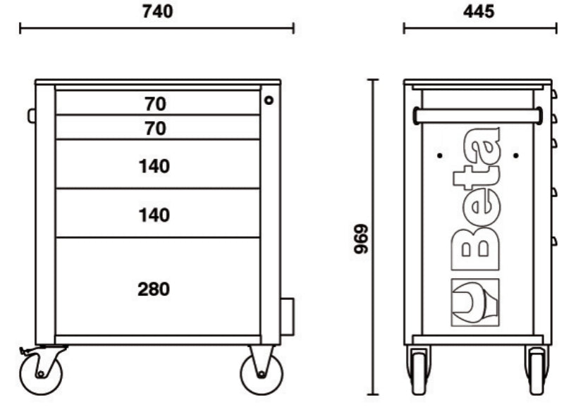 Mobile Roller Cab 5 Drawers Reinforced Worktop 800kg Capacity - Beta Tools RSC24/5-A - Image 2