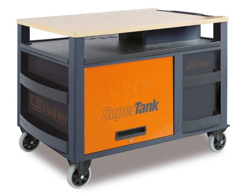 SuperTank Trolley with Wood Worktop, 10 Drawers, 588x367mm, 150mm Castors, 1200kg Load Capacity - Beta Tools RSC28-A - Image 2
