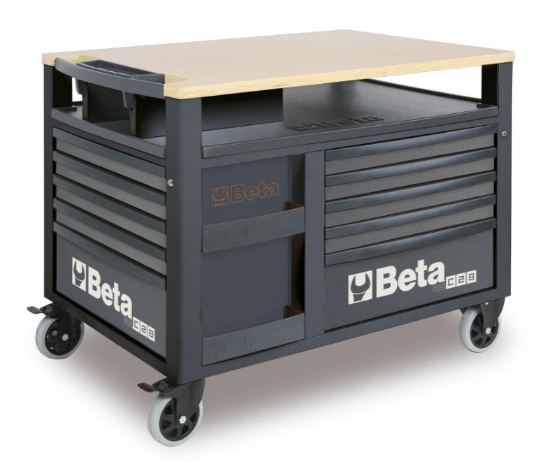 SuperTank Trolley with Wood Worktop, 10 Drawers, 588x367mm, 150mm Castors, 1200kg Load Capacity - Beta Tools RSC28-A - Image 3