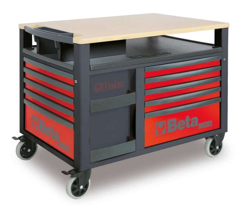 SuperTank Trolley with Wood Worktop, 10 Drawers, 588x367mm, 150mm Castors, 1200kg Load Capacity - Beta Tools RSC28-O - Image 4