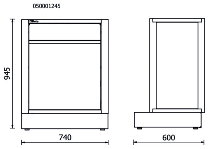 Fixed Sorted Waste Collection Module for RSC50, Pull-out Compartment 588x355x580mm, 2 Interior Containers, Adjustable Feet - BetaRSC50 RSC50 CS - Image 3