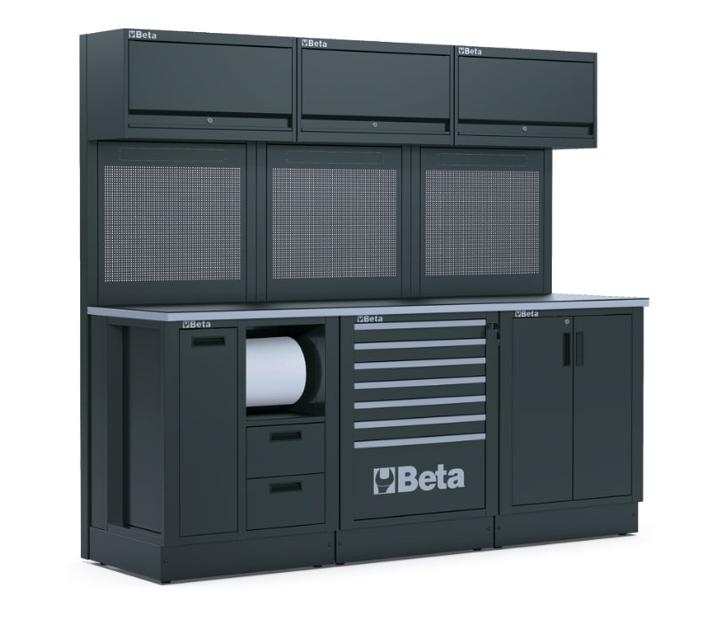Workshop Equipment Combination RSC50 with 2.240mm Worktop, Drawers, Cabinets, and Tool Panels - BetaRSC50 RSC50 E - Image 1