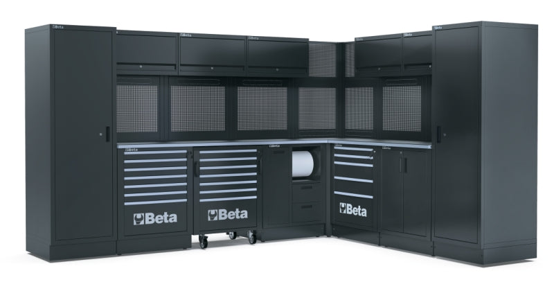 Workshop Equipment Combination RSC50 with 2.240mm and 1.495mm Worktops, Drawers, Roller Cab, Corner Unit, and Tool Panels - BetaRSC50 RSC50 I - Image 1