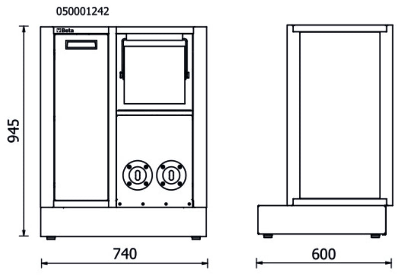 Fixed Service Module for RSC50, Empty, Holds Two Reels, Built-in Waste Bin, Paper Roll Compartment, Adjustable Feet - BetaRSC50 RSC50 MS-2AVV - Image 2