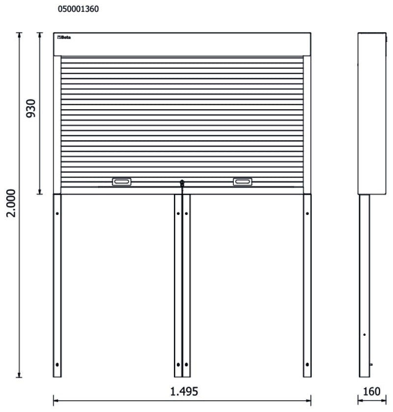 Tool Wall System with Shutter for RSC50, Adjustable Aluminium Shutter, Removable Perforated Panels, Includes Framework - BetaRSC50 RSC50 PS - Image 2