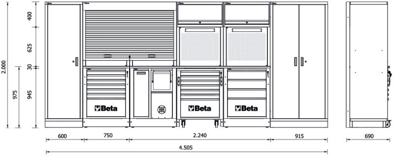 Comprehensive Workshop Equipment Combination RSC50 with Cabinets, Worktops, and Tool Storage - BetaRSC50 RSC50 - Image 3