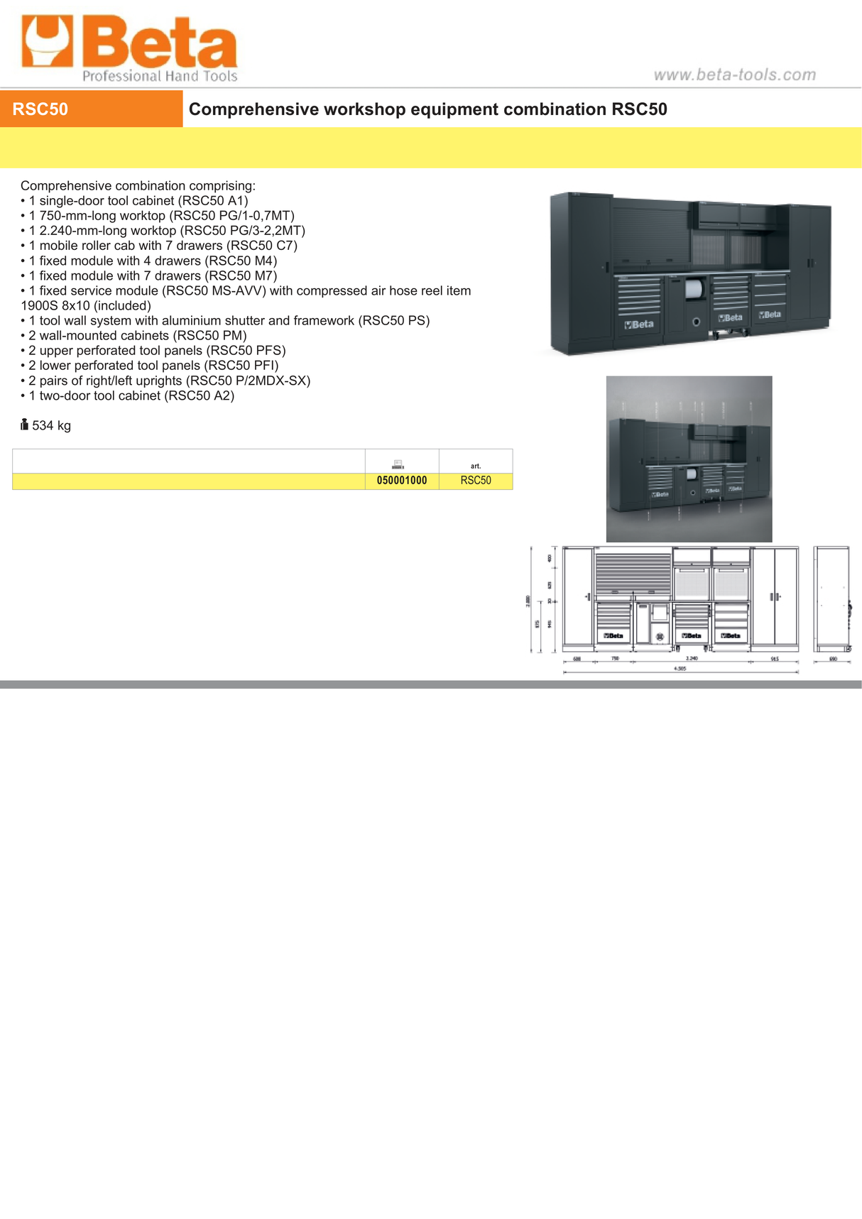 Comprehensive Workshop Equipment Combination RSC50 with Cabinets, Worktops, and Tool Storage - BetaRSC50 RSC50 - Image 4