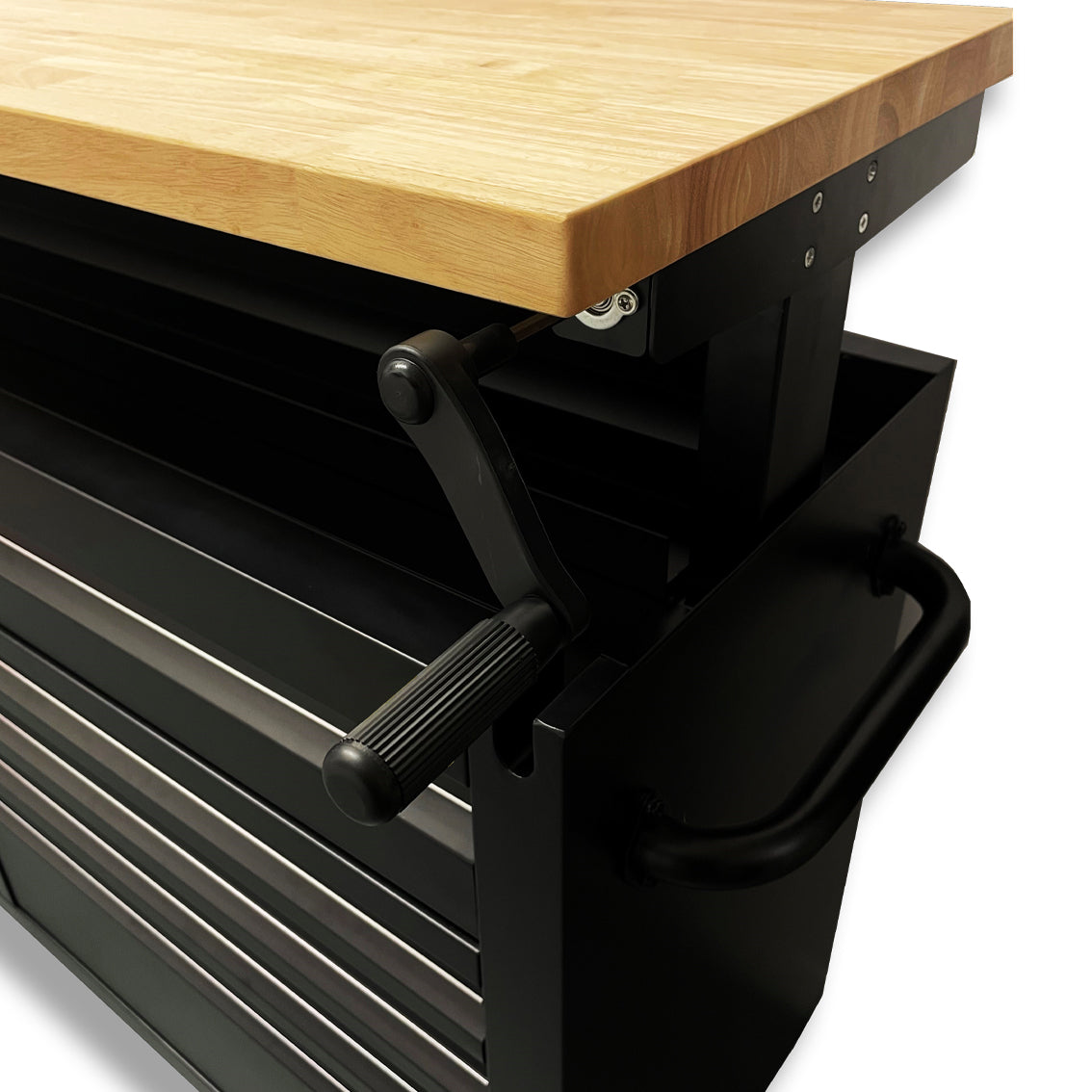61" Adjustable Height Black Powder Coated Steel 9 Drawer Tool Chest