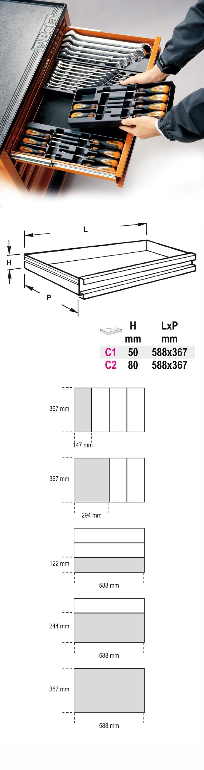 Thermoformed Trays for Small Items 50mm for Roller Cabs RSC22 RSC23 RSC23C - Beta Tools VP1 - Image 3