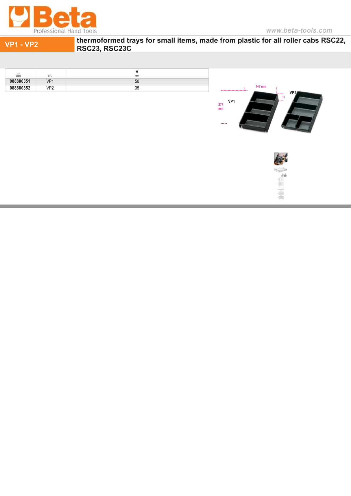 Thermoformed Trays for Small Items 35mm for Roller Cabs RSC22 RSC23 RSC23C - Beta Tools VP2 - Image 4