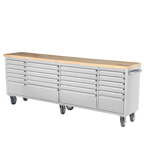 96" Brushed Stainless Steel 24-Drawer Tool Chest