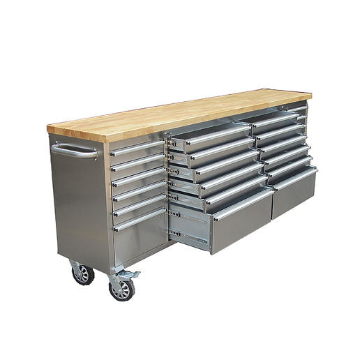 96" Brushed Stainless Steel 24-Drawer Tool Chest