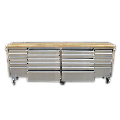 96" Brushed Stainless Steel 24-Drawer Tool Chest
