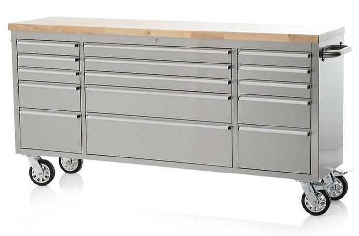 72" Brushed Stainless Steel 15-Drawer Tool Chest