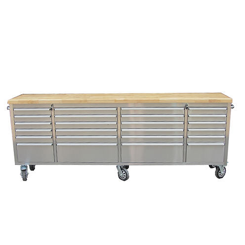 96" Brushed Stainless Steel 24-Drawer Tool Chest