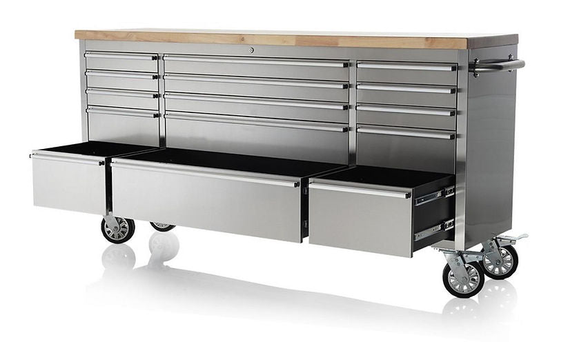 72" Brushed Stainless Steel 15-Drawer Tool Chest