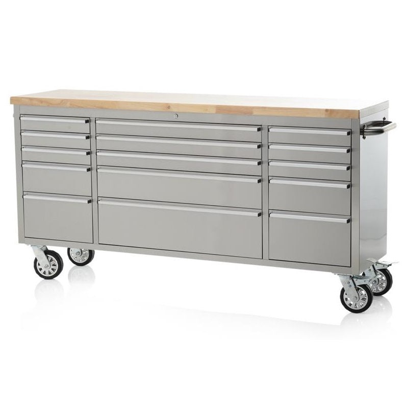 72" Brushed Stainless Steel 15-Drawer Tool Chest