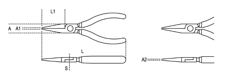Long Flat Knurled Nose Pliers Bi-Material Handles 160mm - Beta Tools 1008BM 160 - Image 2