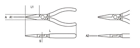 Long Flat Knurled Nose Pliers Bi-Material Handles 160mm - Beta Tools 1008BM 160 - Image 2