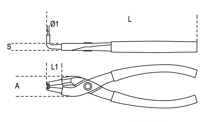 Internal Circlip Pliers Bent 90 Pattern PVC Handles 130mm - Beta Tools 1034 130X09 - Image 2