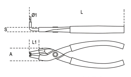 Internal Circlip Pliers Bent 90 Pattern PVC Handles 170mm - Beta Tools 1034 170 - Image 2