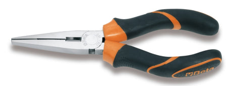 Extra-Long Flat Knurled Nose Pliers Chrome-Plated Bi-Material Handles 160mm Length - Beta Tools 1162BM 160 - Image 1