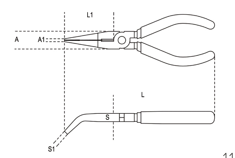 Extra-Long Bent Flat Knurled Nose Pliers Bi-Material Handles 160mm Length - Beta Tools 1164BM 160 - Image 2